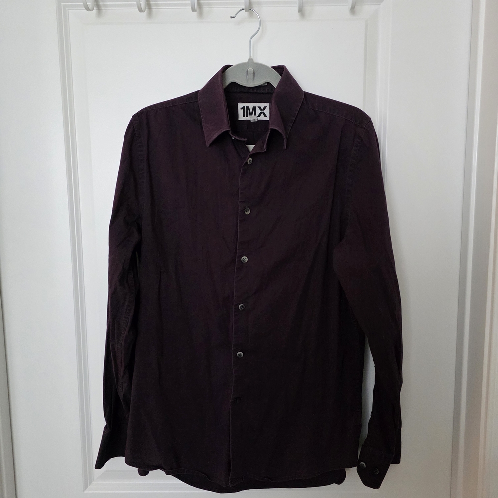 Express Men’s Long-Sleeve Button-Down Shirt in Deep Plum